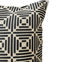 Image 2 of Diamond Cushion Cover Hand Printed in Black on Natural Linen