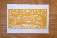 Image 1 of Night Running Cheetah (linocut print)