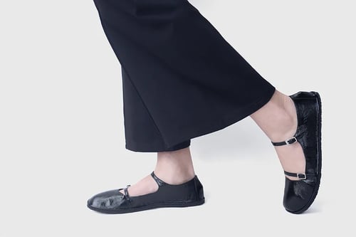 Image of Margot strappy flats in Patent Black - 42 EU - Ready to ship