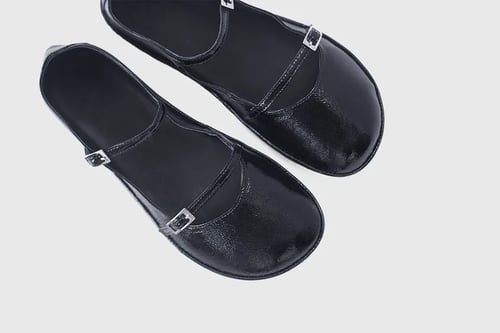 Image of Margot strappy flats in Patent Black - 42 EU - Ready to ship