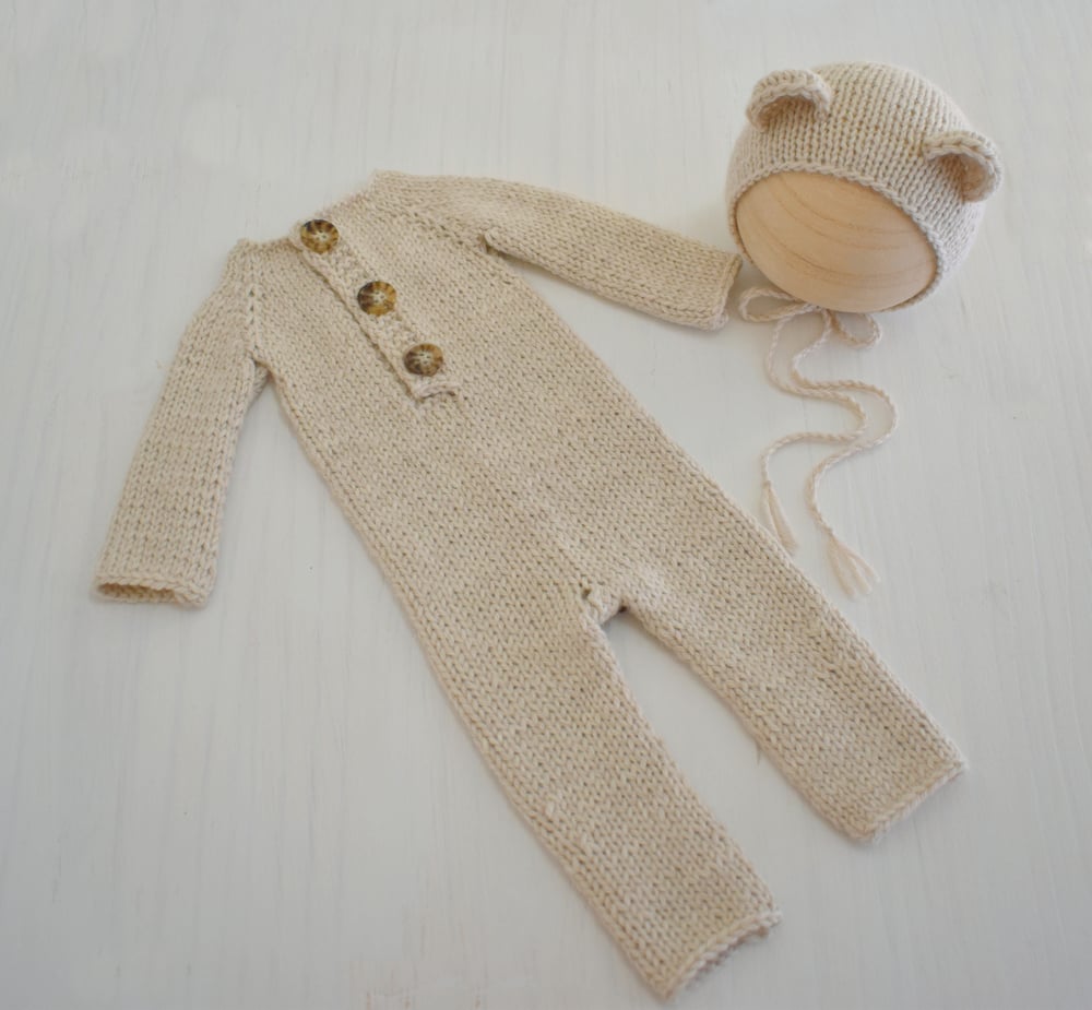 Image of Almond Bear Bonnet & Pajamas