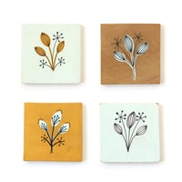 Image 1 of Tiny paintings with foliage - set of 4 panels
