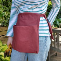 Image 4 of Gardeners Utility Belt Apron - Gathering Pouch - Red Canvas - Gifts for Gardeners
