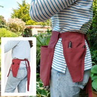 Image 5 of Gardeners Utility Belt Apron - Gathering Pouch - Red Canvas - Gifts for Gardeners