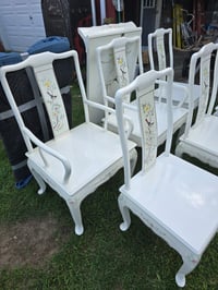 Image 2 of Ornate Floral 6 Chair Dining Set with Glass Top