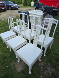 Image 4 of Ornate Floral 6 Chair Dining Set with Glass Top