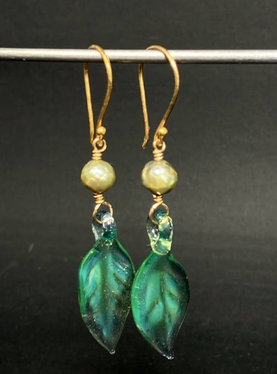 Image of Vermeil Leaf Earrings
