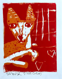 Image 1 of Frank's Custom Pet Portraits: Linocut Print