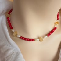 Image 2 of Red coral roce rice pearls gold filled citrine nuggets #. 105 14 “ 2” extender 