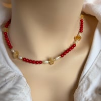 Image 3 of Red coral roce rice pearls gold filled citrine nuggets #. 105 14 “ 2” extender 