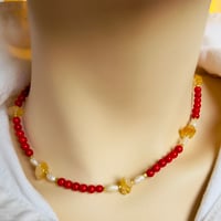 Image 5 of Red coral roce rice pearls gold filled citrine nuggets #. 105 14 “ 2” extender 