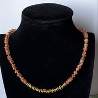 Image 2 of Sun stone necklace with gold filled closure.  # 10815” 2” extender 