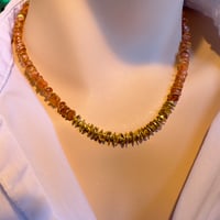 Image 3 of Sun stone necklace with gold filled closure.  # 10815” 2” extender 