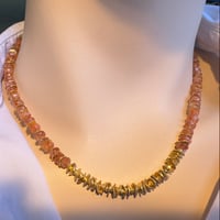 Image 4 of Sun stone necklace with gold filled closure.  # 10815” 2” extender 