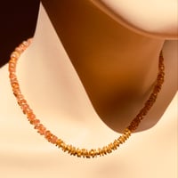 Image 5 of Sun stone necklace with gold filled closure.  # 10815” 2” extender 