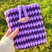 Image 1 of E-Reader Sleeve for Kindle Paperwhite with Soft Chenille Yarn (Purple)
