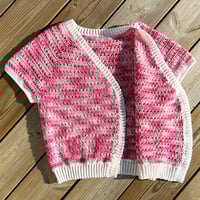 Image 1 of Short Sleeved Pink Cross Cardigan, Size S/M