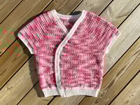 Image 2 of Short Sleeved Pink Cross Cardigan, Size S/M