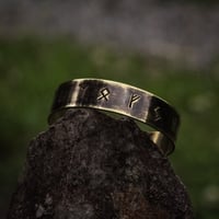 Image 1 of Brass Rune Cuff - size 7.5