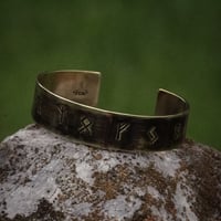 Image 2 of Brass Rune Cuff - size 7.5