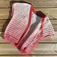 Image 1 of Short Sleeved Red Ombré Cross Cardigan, Size S/M