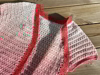 Image 3 of Short Sleeved Red Ombré Cross Cardigan, Size S/M