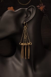 Image 2 of Flying Saucer Earrings - Brass