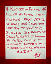 Image 1 of Lyric Sheet "Rockets and Dreams" 