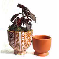 Image 2 of Bogolanfini Print Terra Cotta Plant Pot