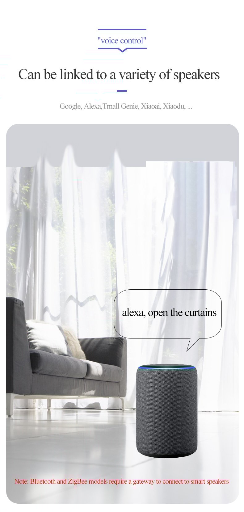 Tuya Zigbee Smart Curtain Motor - Electric Automatic Curtain Robot with App and Voice Control