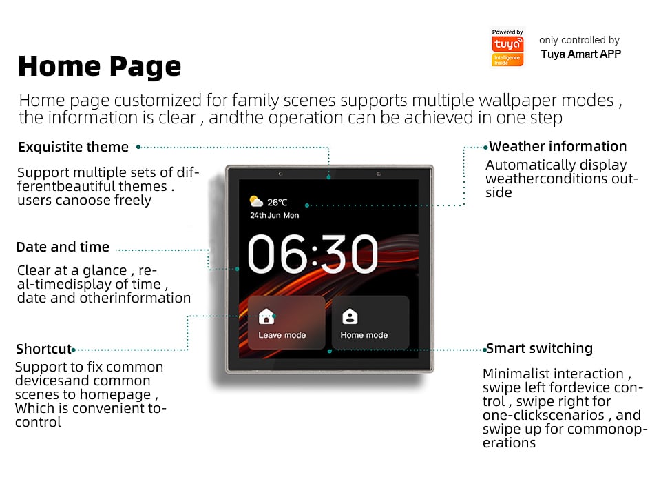 SIXWGH Smart Home Automation Touch Control Panel Hub - Compatible with WiFi, Zigbee, Bluetooth