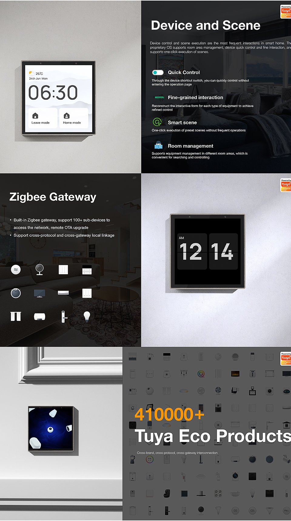 SIXWGH Smart Home Automation Touch Control Panel Hub - Compatible with WiFi, Zigbee, Bluetooth