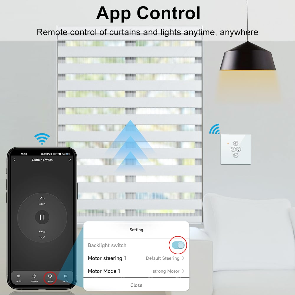 WiFi Curtain Light Switch for Roller Shutter Blinds App Remote Control Google Home Alexa