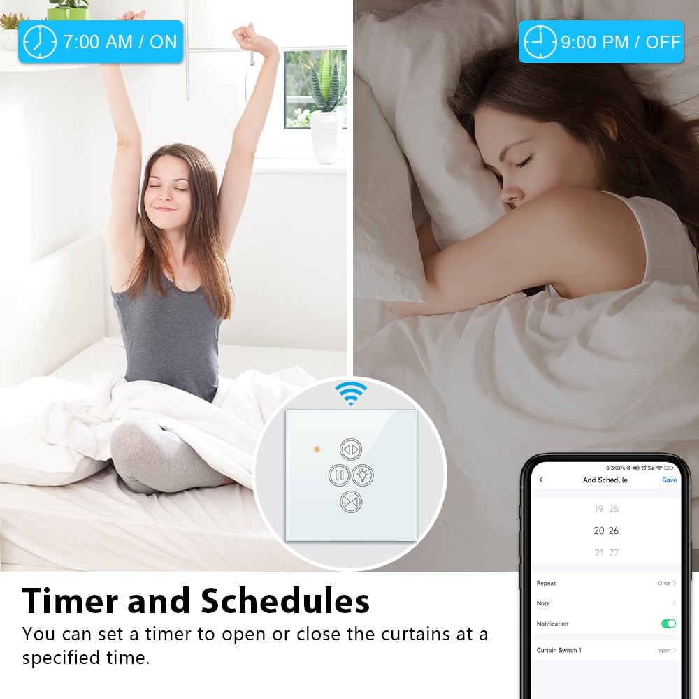 WiFi Curtain Light Switch for Roller Shutter Blinds App Remote Control Google Home Alexa