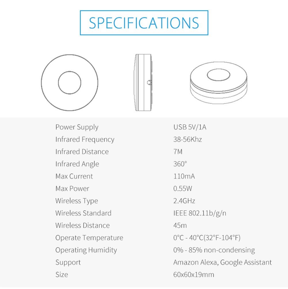 WiFi Smart Universal IR Remote Controller - APP Remote Control, Works With Alexa and Google Home