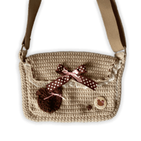 Image 1 of lacy beige bear messenger bag