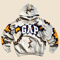 Image 1 of REWORKED GAP SUPER CRACKED BEIGE HOODIE SIZE L