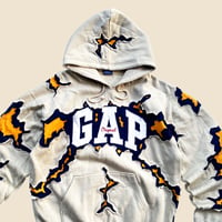 Image 4 of REWORKED GAP SUPER CRACKED BEIGE HOODIE SIZE L