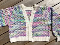 Image 5 of Colorful Granny Stitch Cropped Cardigan, Size M/L