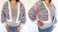 Image 2 of Colorful Granny Stitch Cropped Cardigan, Size M/L