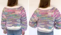 Image 3 of Colorful Granny Stitch Cropped Cardigan, Size M/L