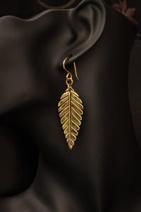 Image 2 of Leaf Earrings - Brass