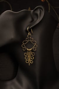 Image 2 of Filigree Earrings - Brass