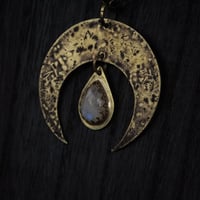 Image 3 of Crescent Moonstone Necklace - Brass