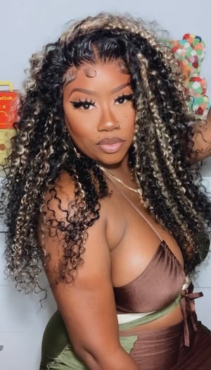 Image of Black & Blonde Jerry Curly 7x5” Closure Wig in 24”