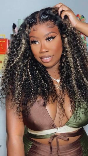 Image of Black & Blonde Jerry Curly 7x5” Closure Wig in 24”