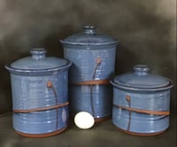 Image 1 of Large Handmade Cobalt Blue Canister Set