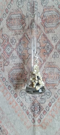 Image 7 of Skinny glass vase with metalwork