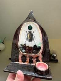 Image 2 of Ceramic Beetle Diorama Wall Shelf, Wall Alter, Mini Shelf, Crystals Shelf, Shrine, Bug 