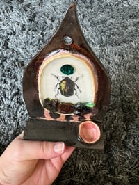 Image 3 of Ceramic Beetle Diorama Wall Shelf, Wall Alter, Mini Shelf, Crystals Shelf, Shrine, Bug 